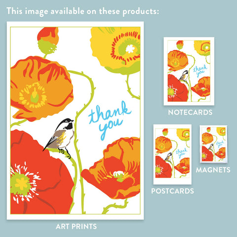 RTY-01 Chickadee & Poppies - Thank You