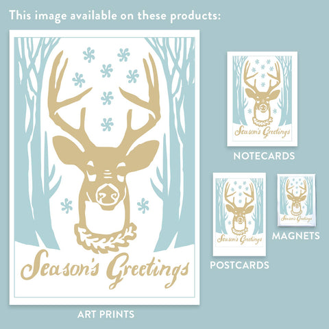 RHO-9146 Deer with Snowflakes - Season's Greetings
