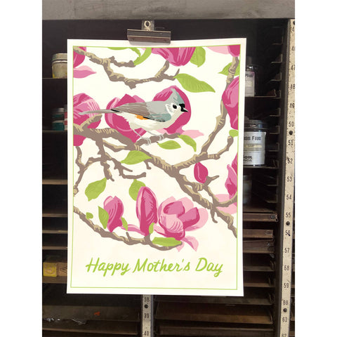 RMD-225 Tufted Titmouse & Magnolia - Mother's Day