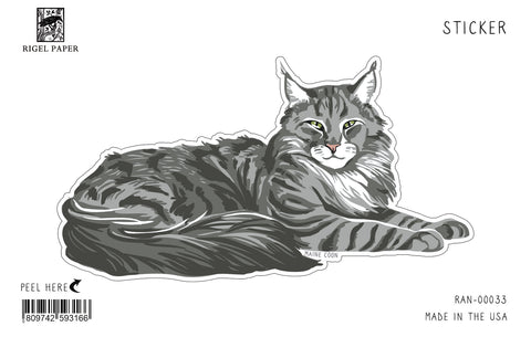 RAN-33 Sticker: Maine Coon Cat