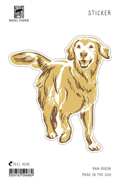 RAN-58 Sticker: Golden Retriever, Running
