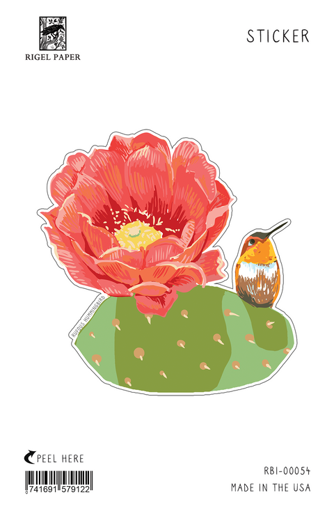 RBI-54 Sticker: Hummingbird & Cactus