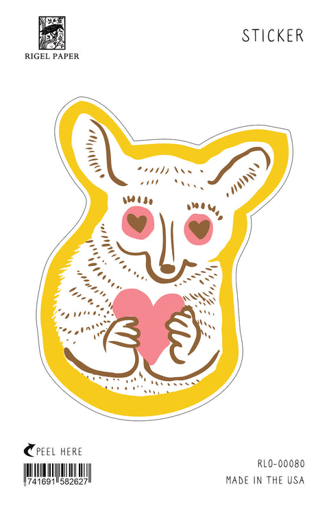 RLO-80 Sticker: Bush Baby with Hearts