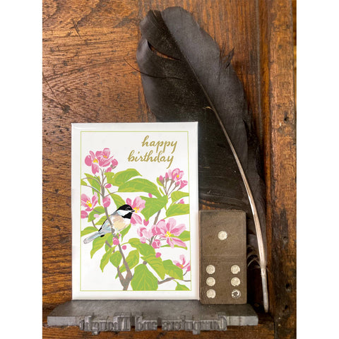 RHB-207 Chickadee & Apple Blossom - Happy Birthday