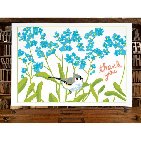 RTY-122 Titmouse & Forget-me-nots - Thank You