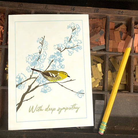 RSY-05 Warbler & Flowering Tree - With Deep Sympathy