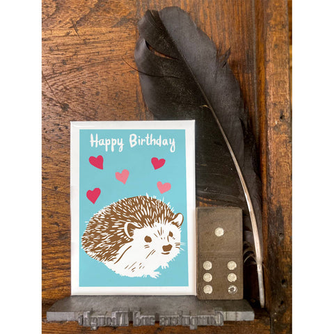 RHB-78 Hedgehog & Hearts - Happy Birthday