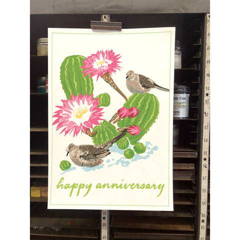 RHA-190 Inca Doves & Cactus - Happy Anniversary