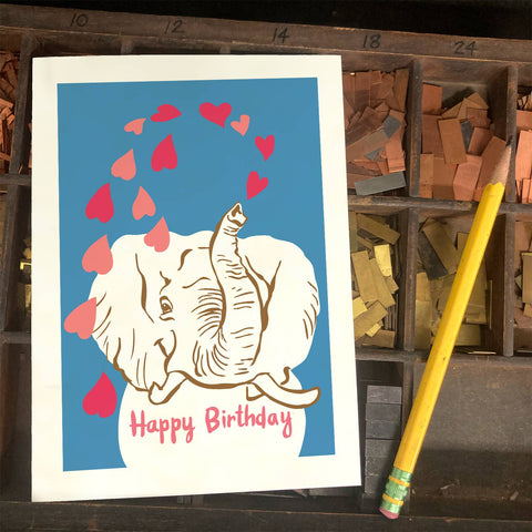 RHB-160 Elephant & Hearts - Happy Birthday