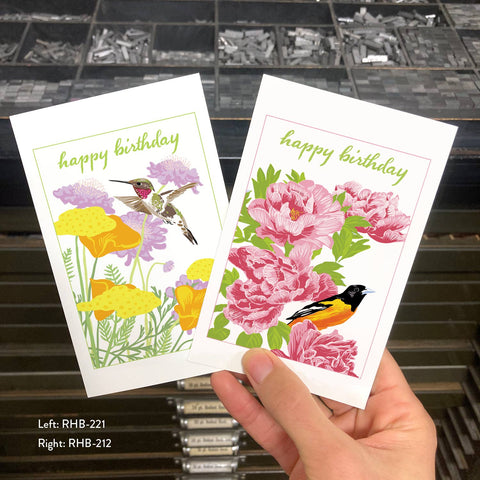 RHB-212 Baltimore Oriole & Peonies - Happy Birthday