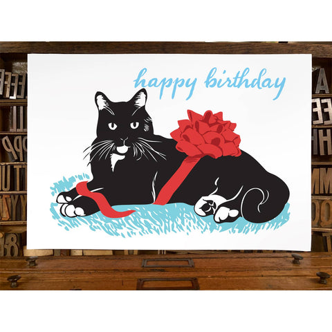 RHB-9014 Black Cat with Bow - Happy Birthday