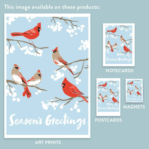 RHO-9147 Five Cardinals - Season's Greetings