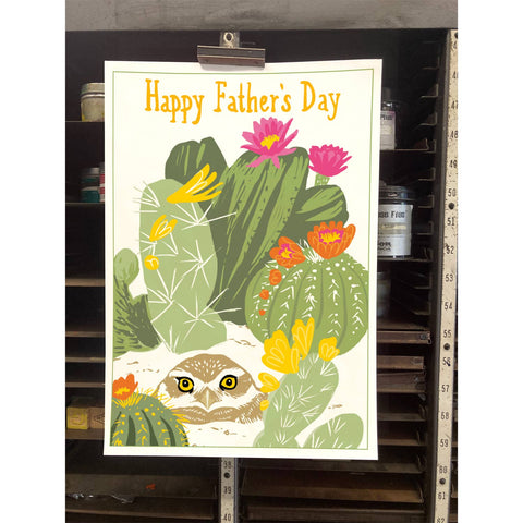 RFD-165 Burrowing Owl & Cactus - Happy Father's Day