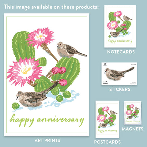 RHA-190 Inca Doves & Cactus - Happy Anniversary