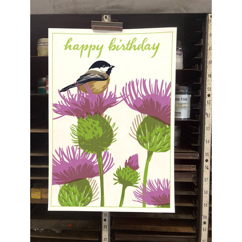 RHB-131 Chickadee & Thistle - Happy Birthday