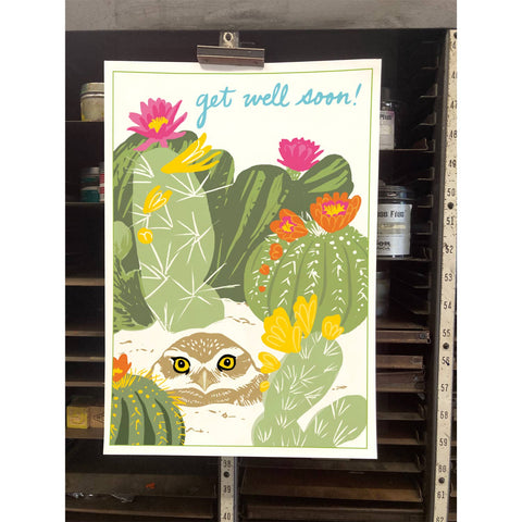 RGW-165 Burrowing Owl & Cactus - Get Well Soon