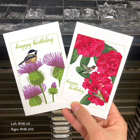 RHB-203 Hummingbirds & Rhododendron - Happy Birthday