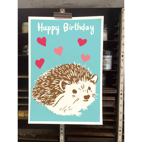 RHB-78 Hedgehog & Hearts - Happy Birthday