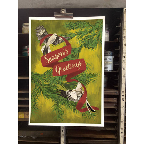 RHO-9108 Mockingbirds and Banner - Season's Greetings