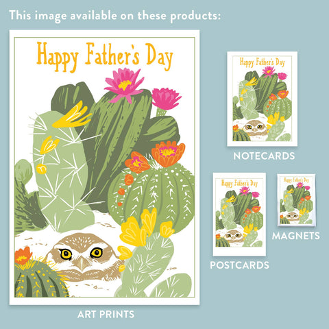 RFD-165 Burrowing Owl & Cactus - Happy Father's Day