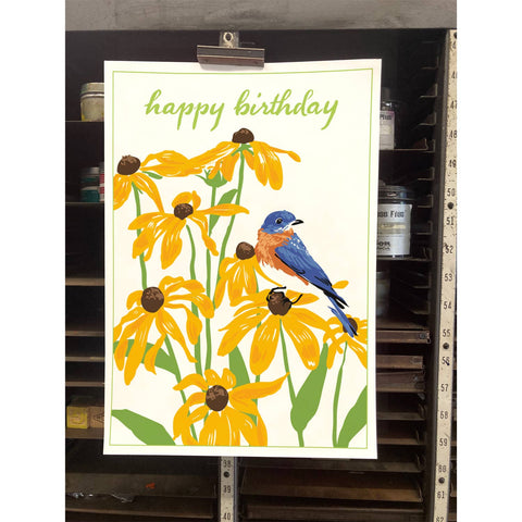 RHB-184 Bluebird & Black-Eyed Susans - Happy Birthday