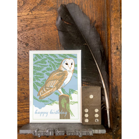 RHB-102 Barn Owl & Redwood - Happy Birthday