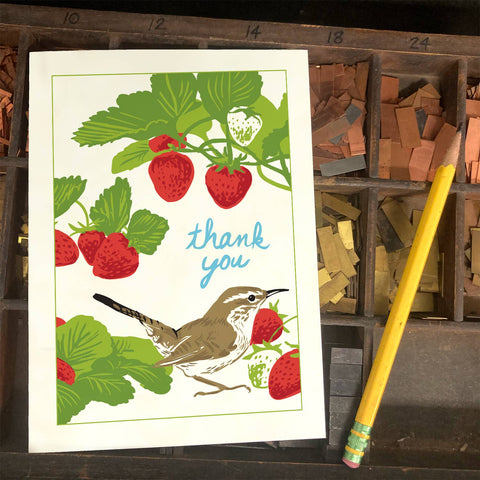 RTY-220 Bewick's Wren & Strawberries - Thank You