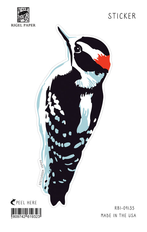 RBI-9135 Sticker: Downy Woodpecker