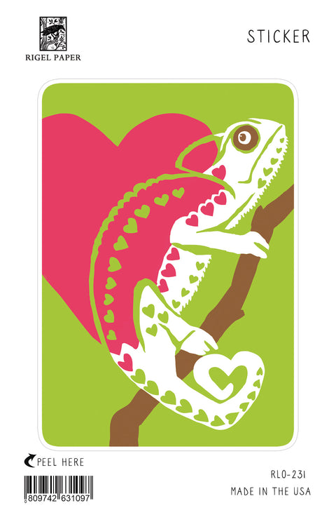 RLO-231 Sticker: Chameleon and Hearts