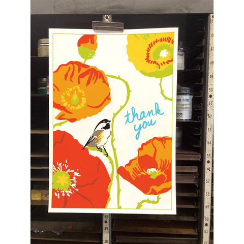 RTY-01 Chickadee & Poppies - Thank You