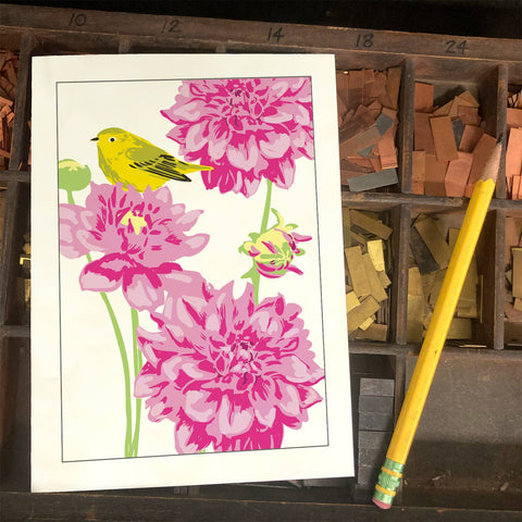 RBI-162 Dahlias and Warbler