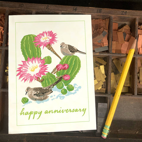 RHA-190 Inca Doves & Cactus - Happy Anniversary