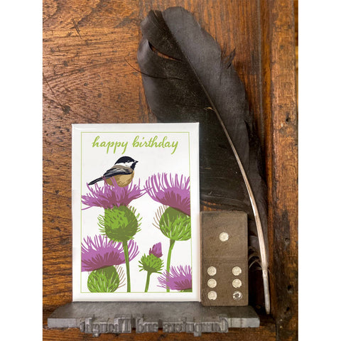 RHB-131 Chickadee & Thistle - Happy Birthday