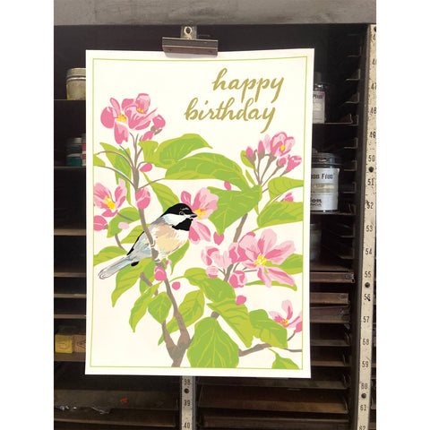 RHB-207 Chickadee & Apple Blossom - Happy Birthday