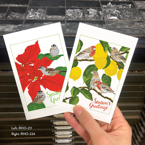 RHO-224 House Finches & Lemon Tree - Season's Greetings