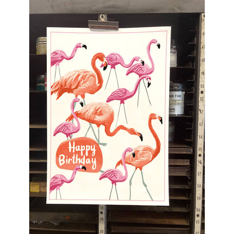 RHB-215 Pink Flamingos - Happy Birthday