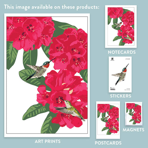 RBI-203  Rhododendron & Hummingbird