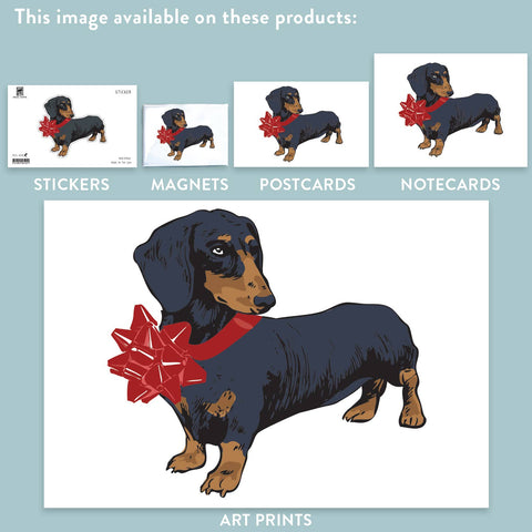 RHO-09012 Dachshund and Red Bow