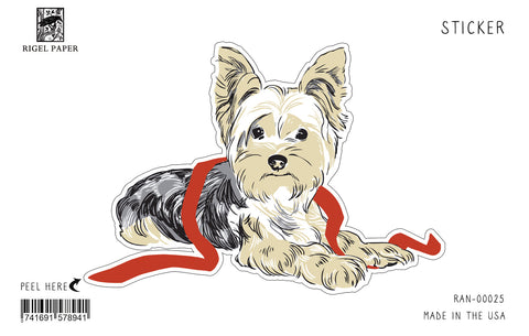 RAN-25 Sticker: Yorkie and Red Ribbon