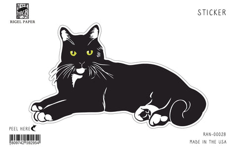 RAN-28 Sticker: Black Cat Lying Down