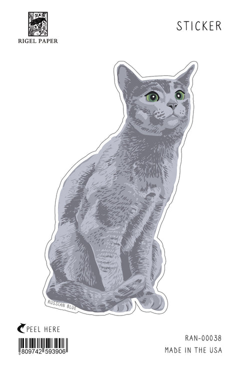 RAN-38 Sticker: Russian Blue Cat