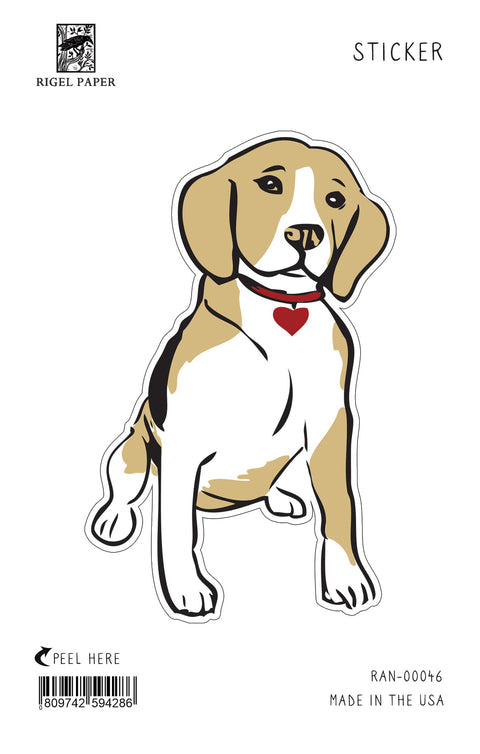RAN-46 Sticker: Beagle with Heart Collar