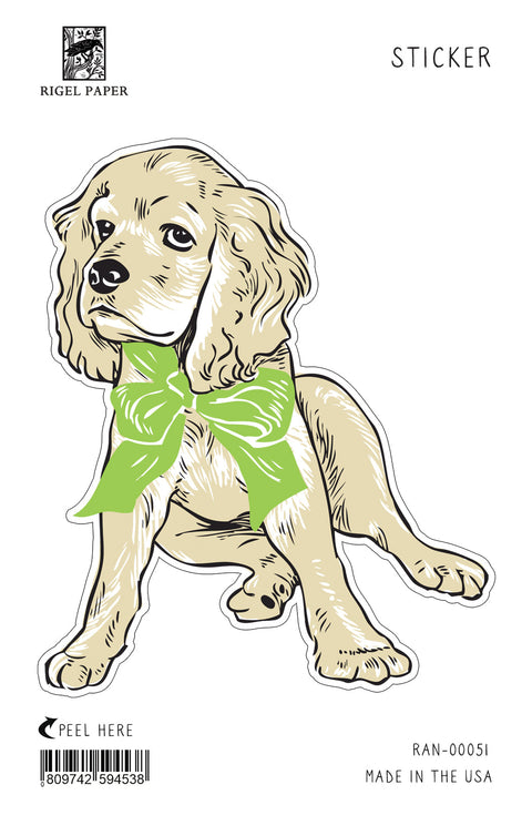 RAN-51 Sticker: Cocker Spaniel Puppy with Bow