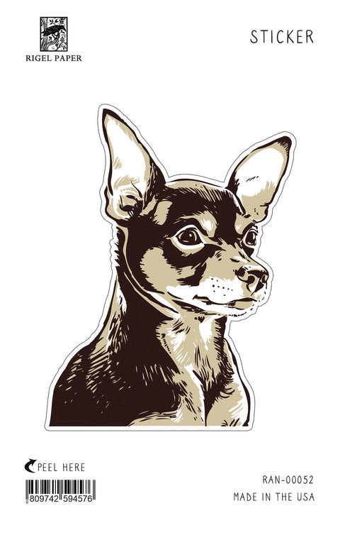RAN-52 Sticker: Chihuahua, Brown and Black