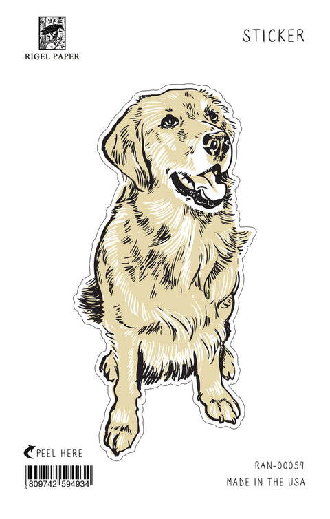 RAN-59 Sticker: Golden Retriever, Sitting