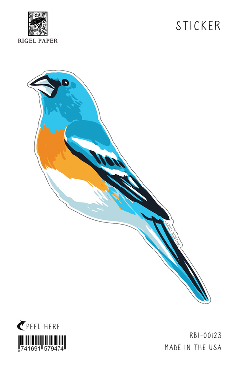 RBI-123-SK Lazuli Bunting Sticker, Pack of 12