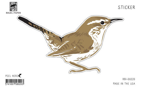 RBI-220-SK  Bewick's Wren Sticker, Pack of 12