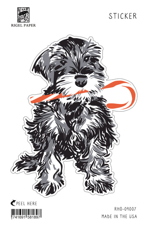 RHO-9007 Sticker: Schnauzer Candy Cane