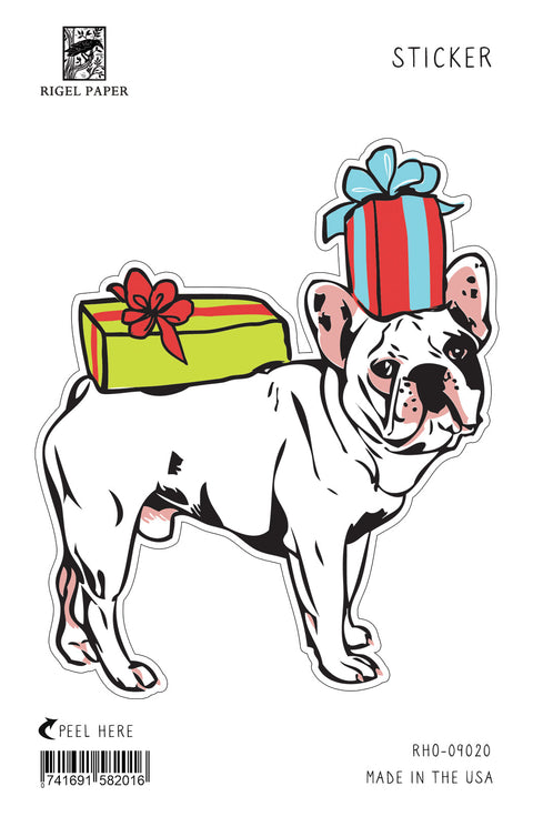 RHO-9020 Sticker: Bulldog with Presents