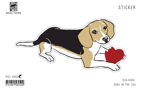 RLO-11 Sticker: Beagle & Hearts